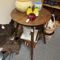 Antique Round Oak Side Table