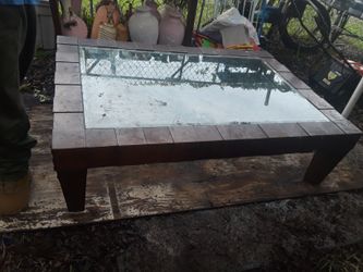 Huge table all wood great for outside patio