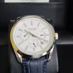 Vincero Watch With Navy Leather Band