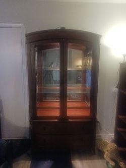 Three Shelf, two drawer, lighted china cabinet!