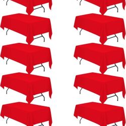 BRILLMAX 10 Pack Red Tablecloths for 6 Foot Rectangle Tables 60 x 102 Inch - 6ft Rectangular Bulk Linen Polyester Fabric Washable Cloth Cover for Wedd