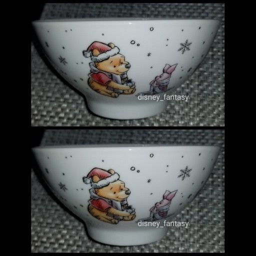 Pooh Piglet Eeyore Christmas/Holiday Soup/Cereal Bowl Set 2