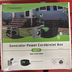 50A Generator Hookup Kit – 25ft Cord + Inlet Box – NEW (Hurricane Ready)