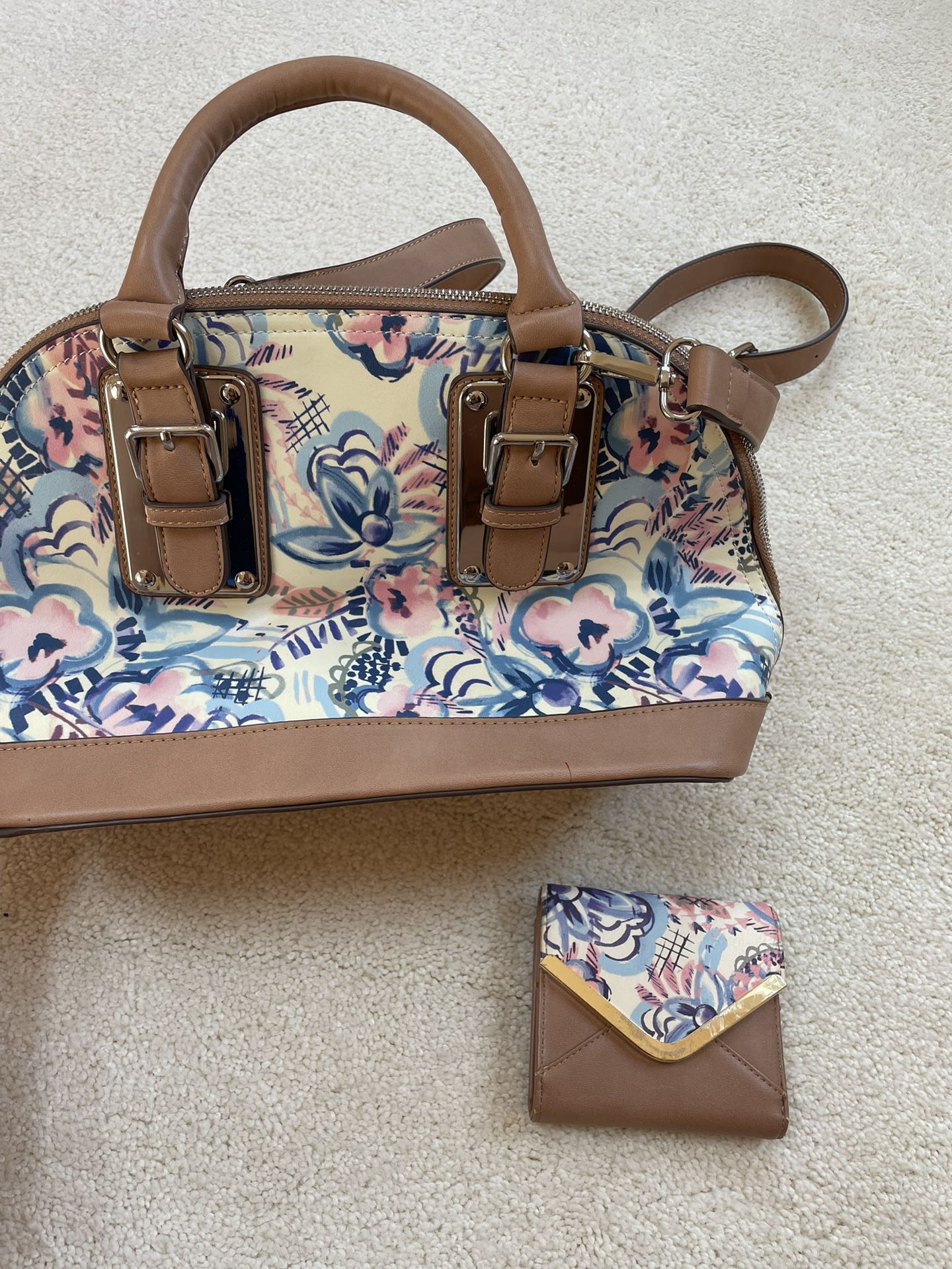 Purse And Wallet Charming Charlie Floral Satchel Crossbody Bag And Matching Wallet 
