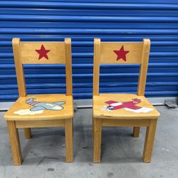 Pair Of Toddler Chairs (wood)