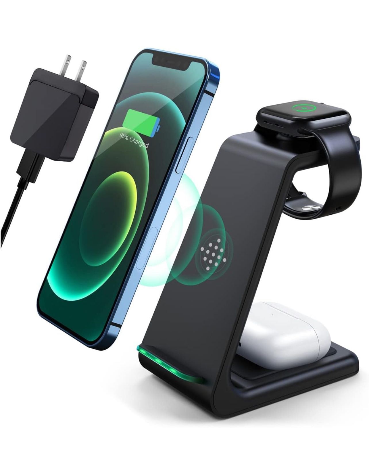 Wireless Charging Station,3 in 1 Fast Charging Station,Wireless Charger Stand for iPhone 15/14/13/12/11 Pro Max/X/Xs Max/8/8 Plus, AirPods 3/2/pro, iW