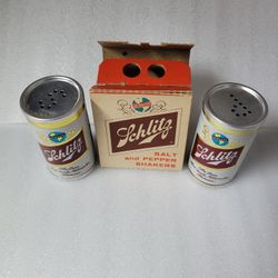 Schlitz Salt And Pepper Shakers And Bank