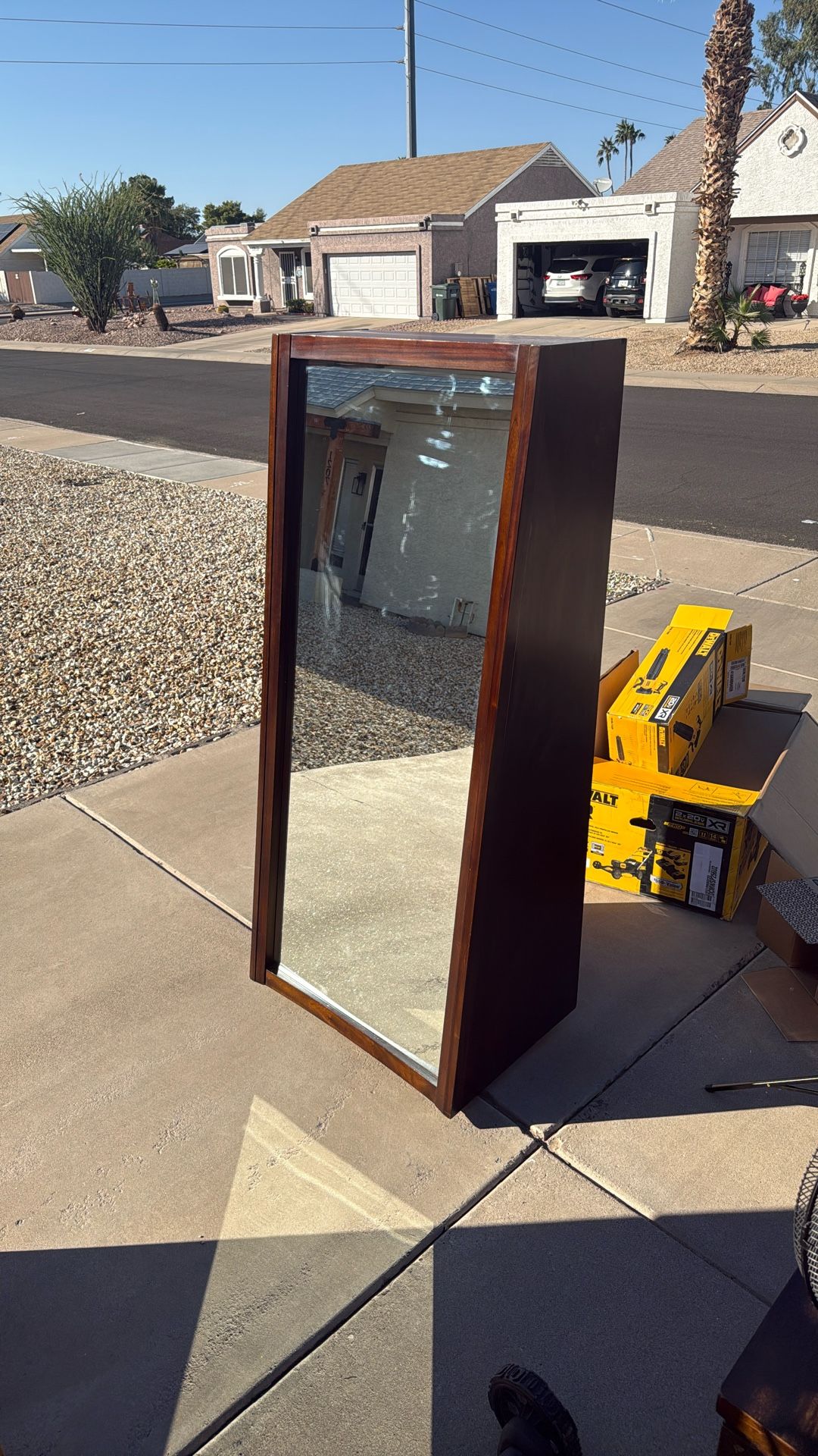 Wooden Rolling Mirror With Storage