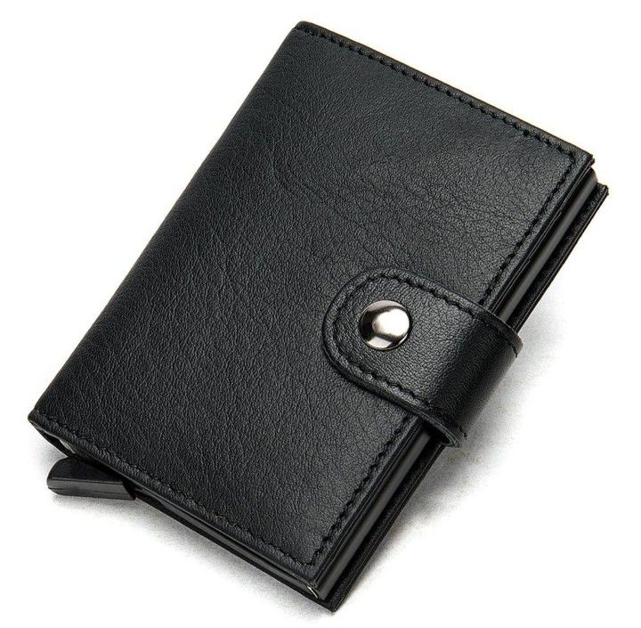 Cool RFID Black Leather Men's Card Holder Card Bifold Small Wallet For Men