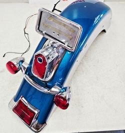 1(contact info removed) Harley Softail Heritage Rear Fender with Blue Dot Tombstone taillight, Blinker bar, & license plate brackt