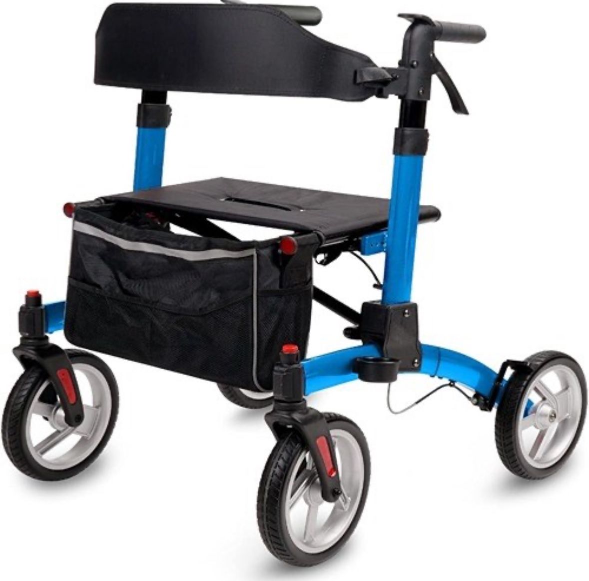 WONDMED Aluminum Rollator Walker Foldable with Seat With Hidden Brake Cab , with 10-inch Front Wheels for Senior,
