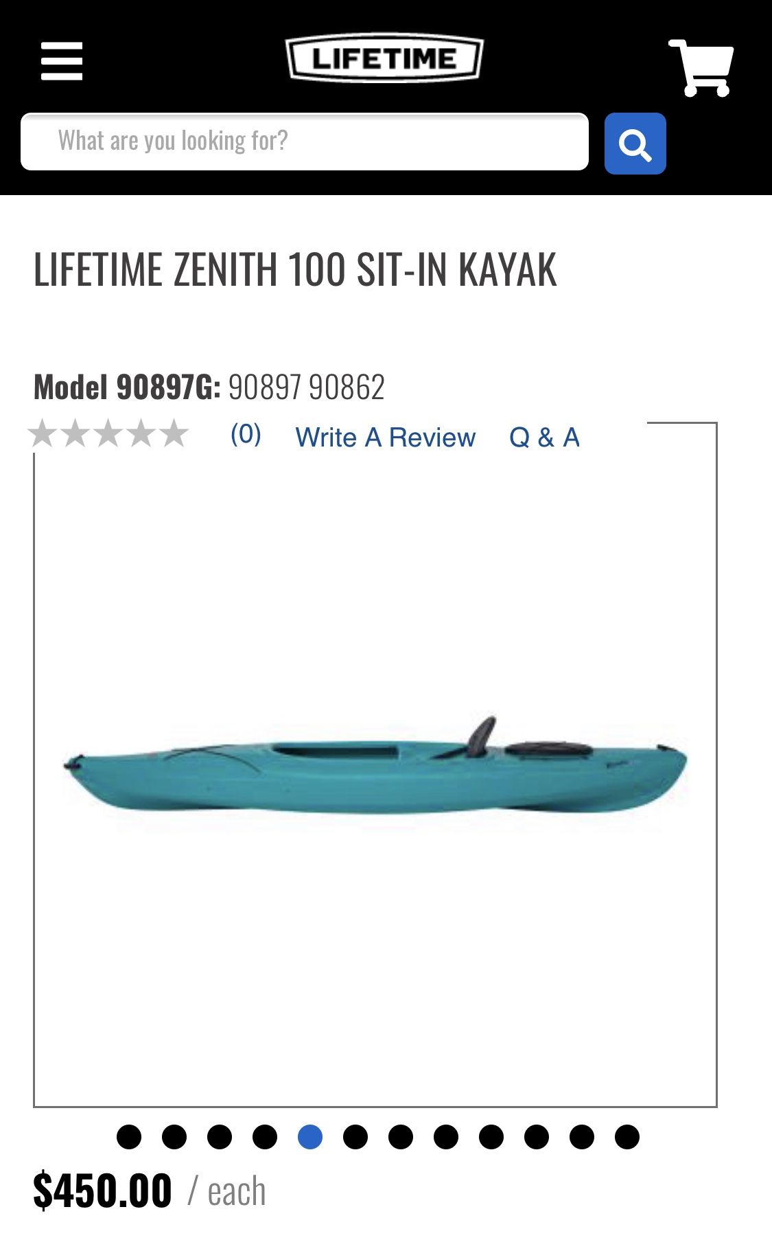 Lifetime zenith 100 sit in kayak almost like "New" for Sale in