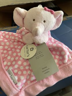 NEW Carter's Pink Polka Dot Elephant Security Blanket