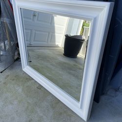 Solid White Dresser Mirror. 38” Tall 45” Wide. Excellent Quality. Good On Top Of Dress