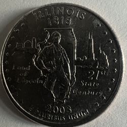 2003 USA Illinois 1818 Land of Lincoln Quarter Dollar Coin Errors