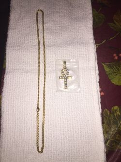 Gold Chain & Cross Pendant