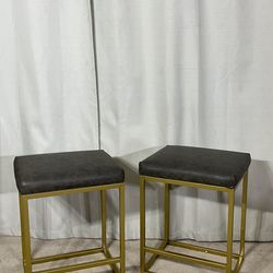 24” Modern Bar Stools With Golden Frame (2)