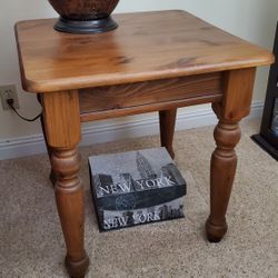 Pine Wood Cocktail Table And End Table