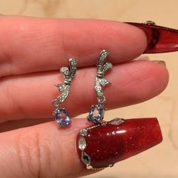 Vintage Natural Amethyst Silver Earring 