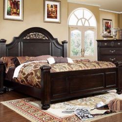 4pc Queen Bed Set - Bed Dresser Mirror Nightstand 