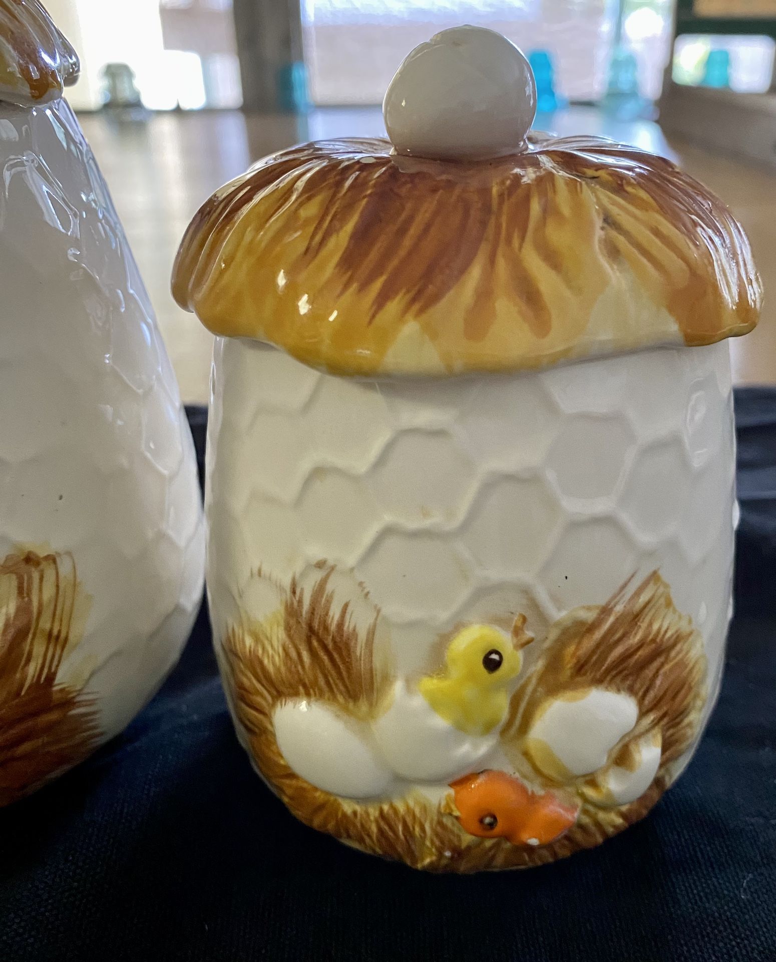 Vintage 1976 Sears & Roebuck Hatching Chicken Ceramic Canister Set