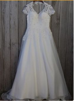 Wedding dress (size 8-10) With petticoat ,rings and Weill
