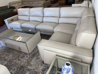 Furniture- Real top grain leather 5 pc sectional with 3 power recliners- Neiwert
