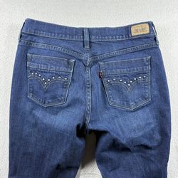 Levis Jeans Women’s 30x30 Blue Rhinestone Bootcut Distressed Denim#1979