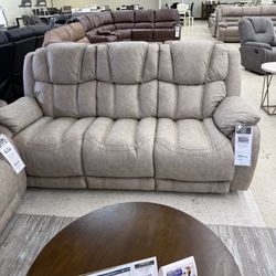  Hugo Taupe Power Reclining  Sofa 