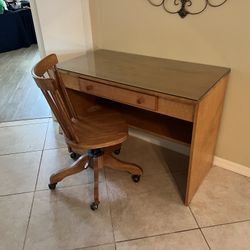 Wooden Desk Set With Matching Chair