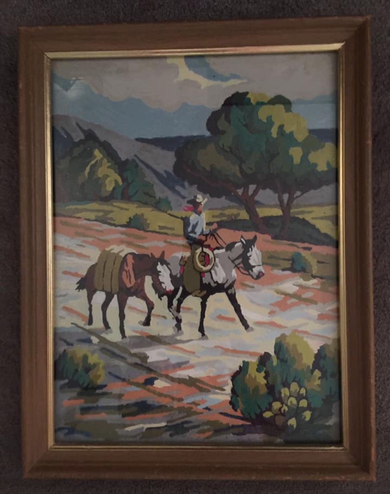 Large Large Vintage Paint by Numbers/Cowboy/Horses Vintage