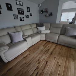Leather Sectional 4 Reclining Chairs 