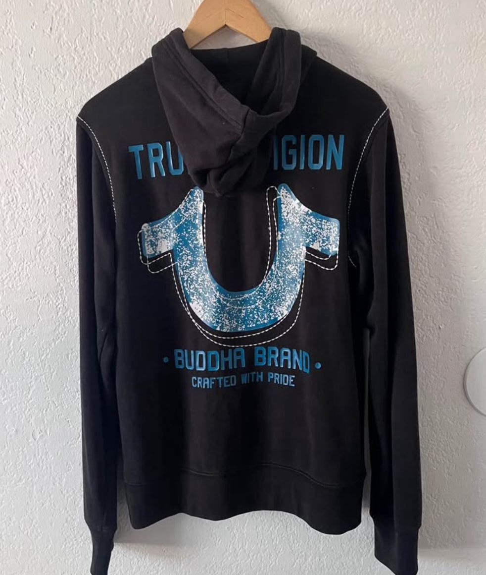 True Religion Zip Up Hoodie Men’s Small Black Preowned Authentic