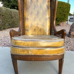 Lewittes Cane Wingback Tufted Chair! 