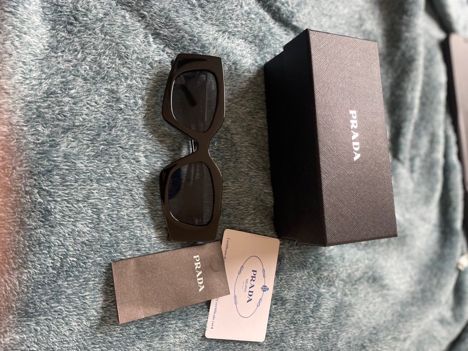 Prada Black Sunglasses With Card and Papers