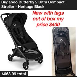 New out.of box. But has tags never used Bugaboo Butterfly 2. Black The ultra-compact, one-second fold travel stroller $400 firm 🚨Cash only East Palmd
