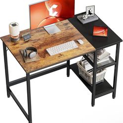 CubiCubi Computer Home Office Desk, 40 Inch with Storage Shelves