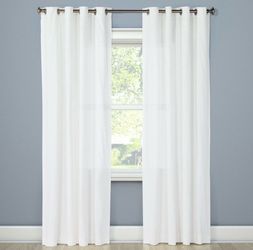 Eight 54” x 84” light filtering single curtain panel- natural white - Threshold