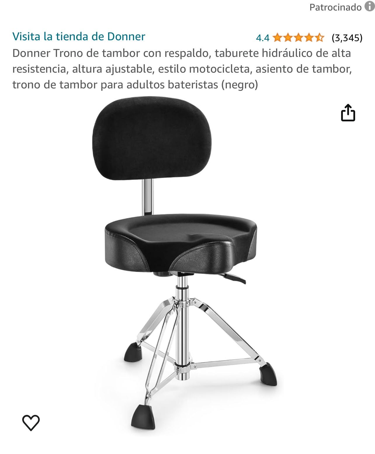 Donner Drum throne with backrest, high-strength hydraulic stool, adjustable height, motorcycle style,