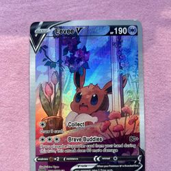 Eevee V – Sunset Balcony Holographic Art Pokémon Card ✨