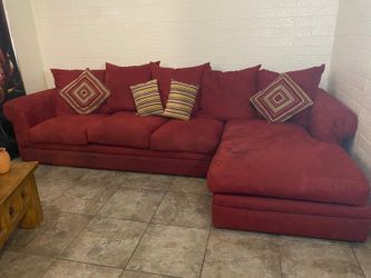 Red Microfiber Sectional Sofa with Chaise