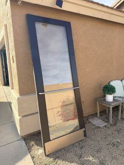 Heavy Solid Wood Black Front Door w/Glass Window - 95” x 35.75”