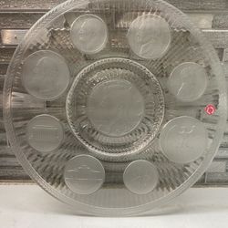 Liberty Glass Plate Imperial Glass Crystal Coins Series Plate 1964 Liberty Kennedy Clear Frosted