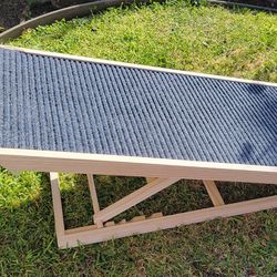 Folding Dog Ramp 4 Levels Adjustable Wooden Portable Cats Ramp with Non Slip Carpet Surface for