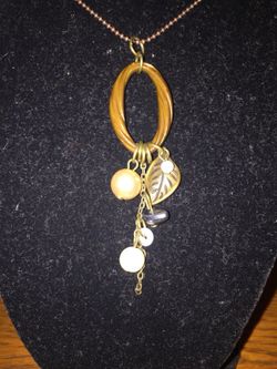 Long Bronze-Toned Chain with Charms