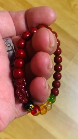 Wards Off Evil, Attracts Wealth and Blessings — Cinnabar Bracelet (Bead Diameter: 10mm)