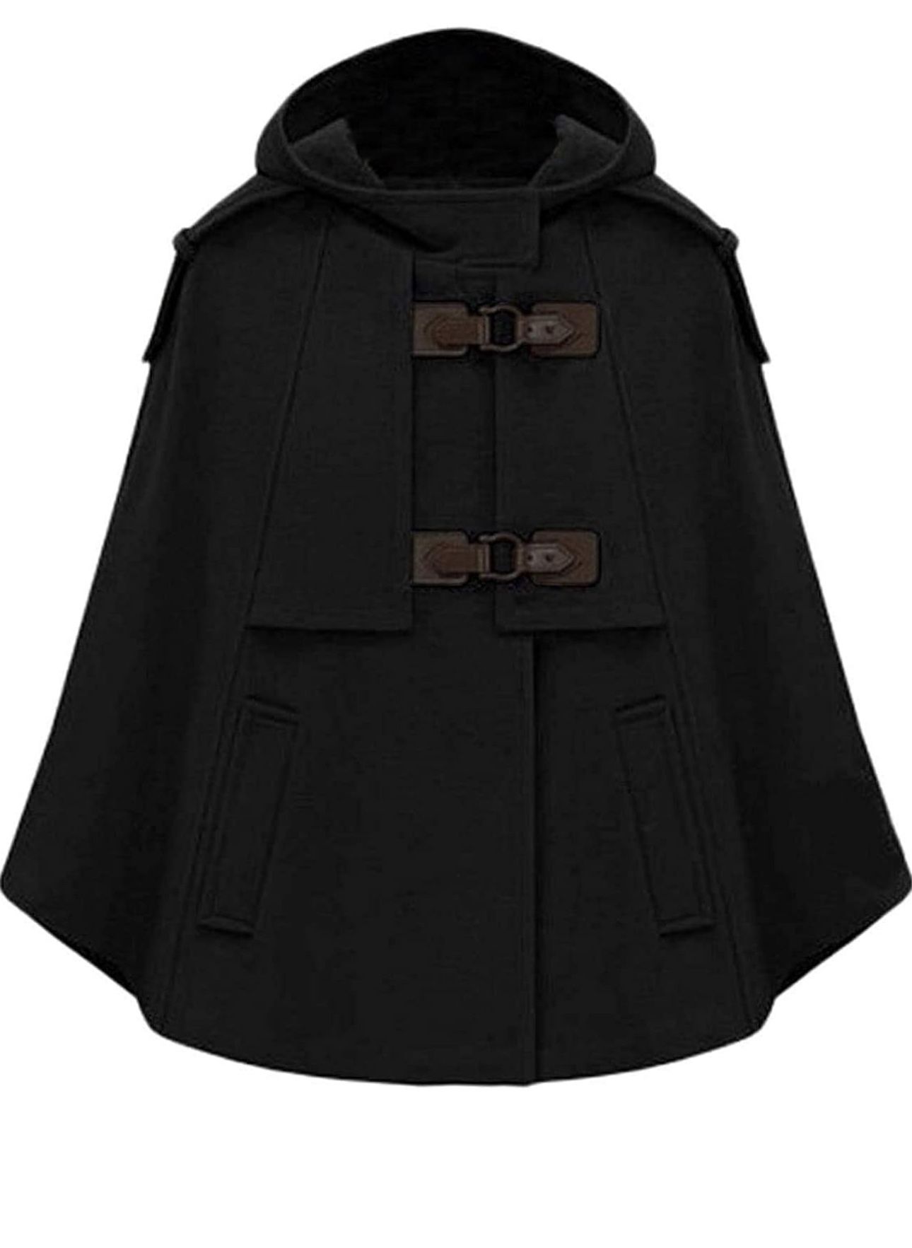 New CHARTOU Women's Cute Batwing-Sleeve Hooded Wool Baggy Poncho Cape Cardigans Outwear