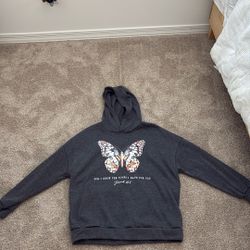 Gray Fuzzy Bible Verse Hoodie - Woman’s XL