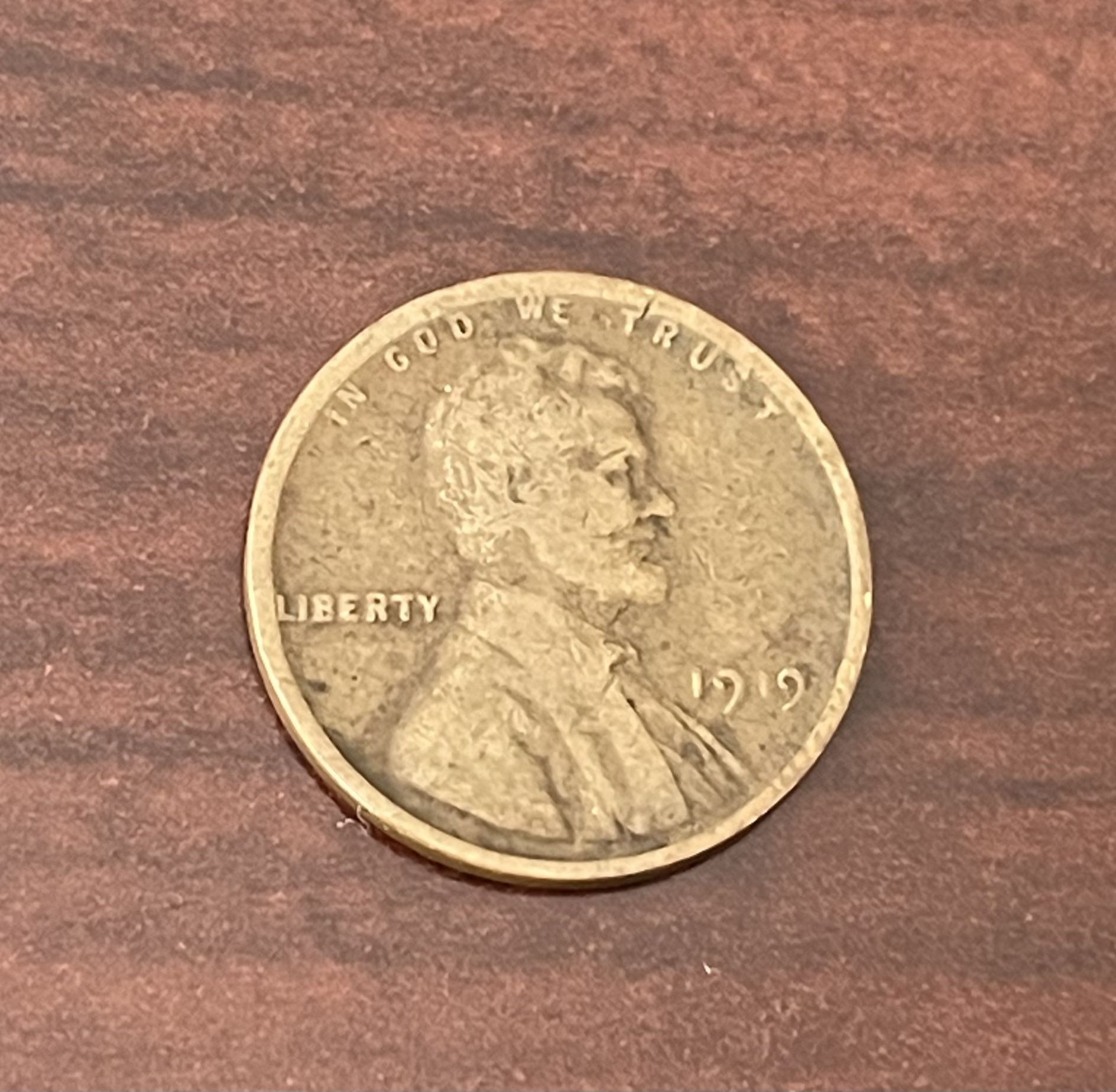 1919 WHEAT PENNY, No Mint Mark, $100