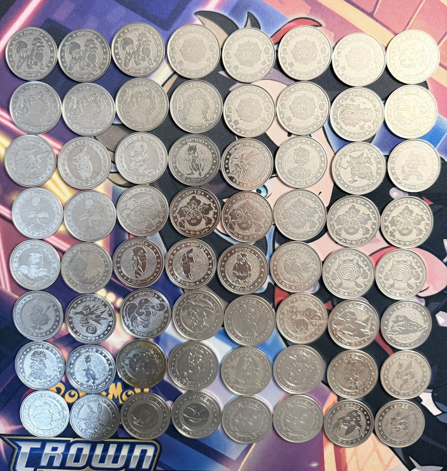 Pokemon Battle Coins Metallic Iron Medals Meiji (65pcs)